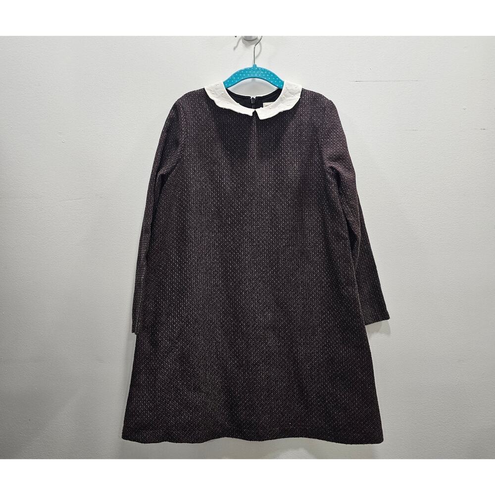 CND Condor Wool Blend Dress Childrens Girls Size 8 Dark Brown Long Sleeve Collar